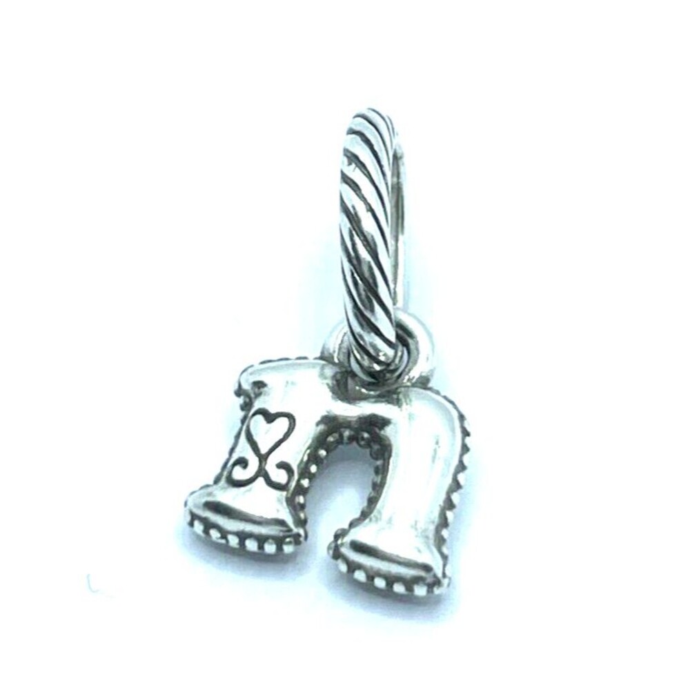 Brighton Letter "N" Lowercase "n" Alphabet Alpha  Silver Charm